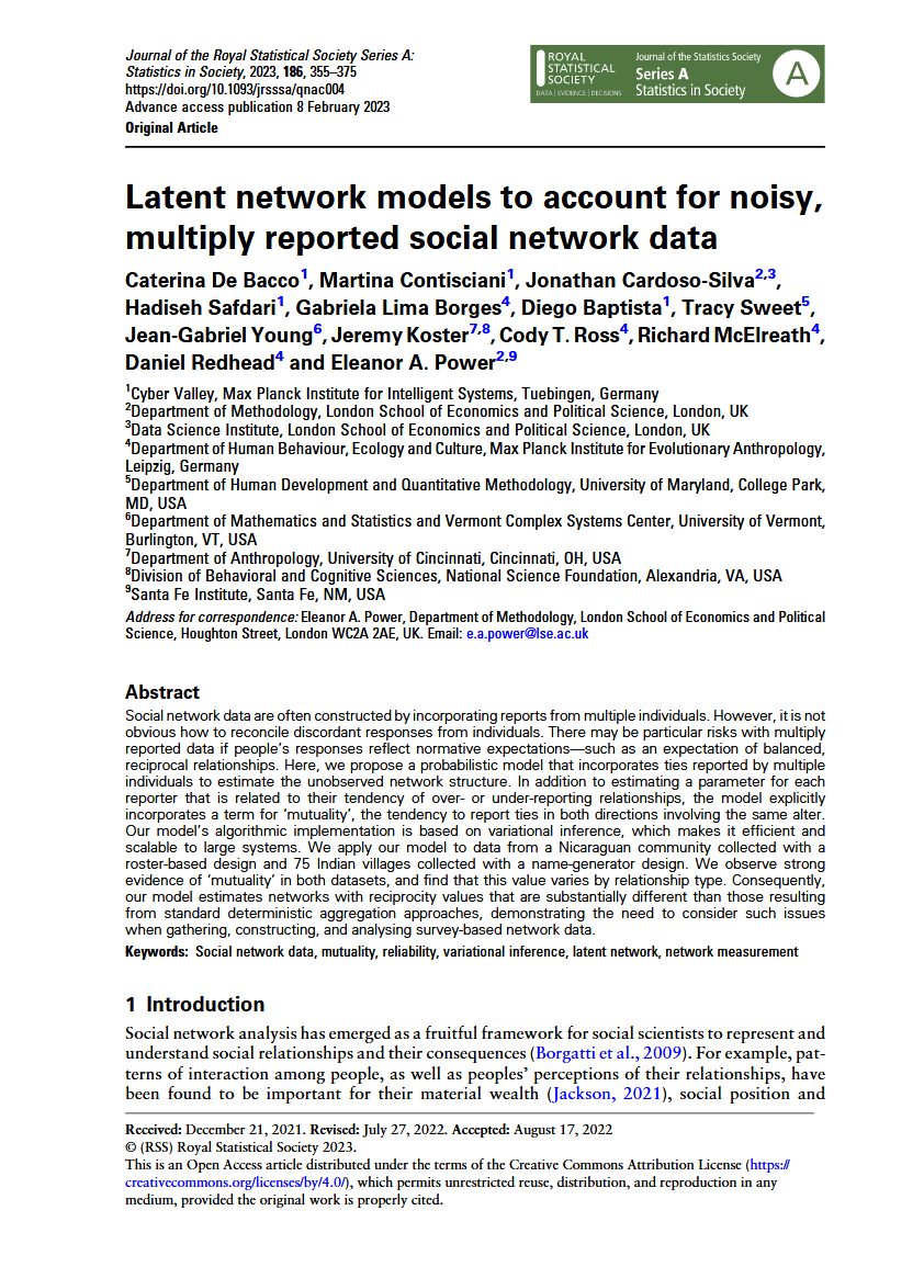 De Bacco et al. 2023 paper